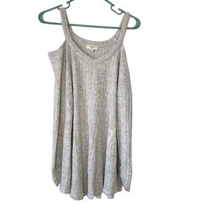 Umgee Light Gray Cold Shoulder Ribbed Knit Top Lightweight Sweater